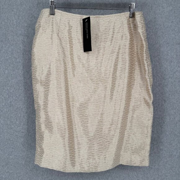 Jones New York Pencil Skirt Size 8 Gold Cream Textured Office Business NEW - Picture 1 of 12